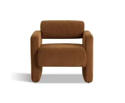 Lilah Modern Boucle Fabric Armchair - Burnt Orange