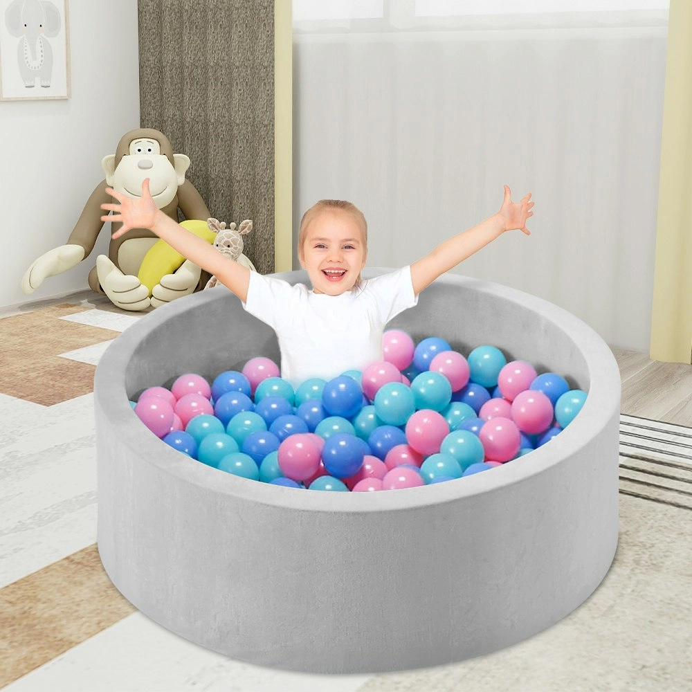 Playpals Foam Ball Pit Soft Round Ball Pool Playpen Fence with 200 Balls Grey