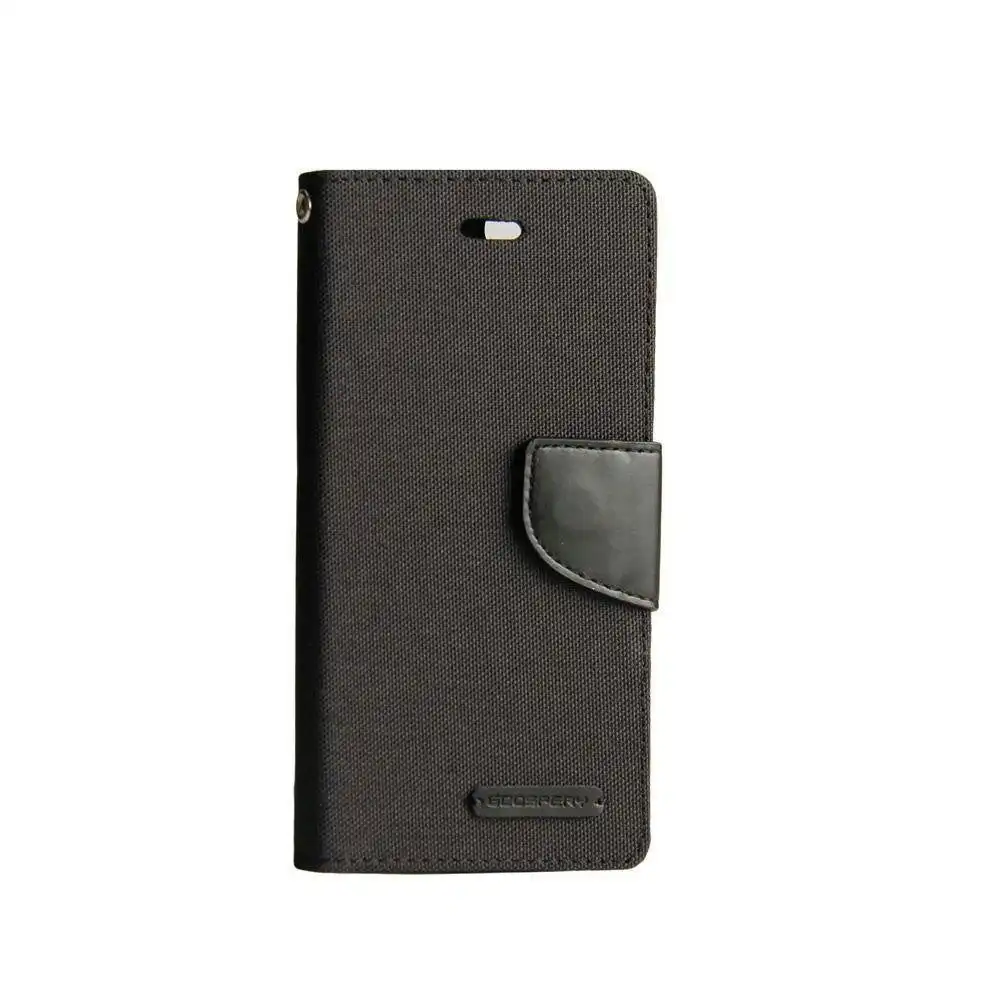 Goospery Canvas Book Case For Galaxy S22 Ultra 6.8" - Black