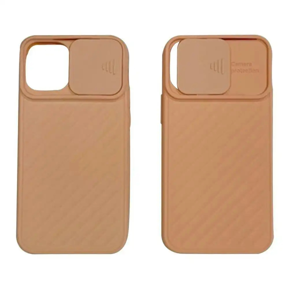 Slide Lens Camera Protection Case for iPhone 12 / 12 Pro 6.1" - Coral