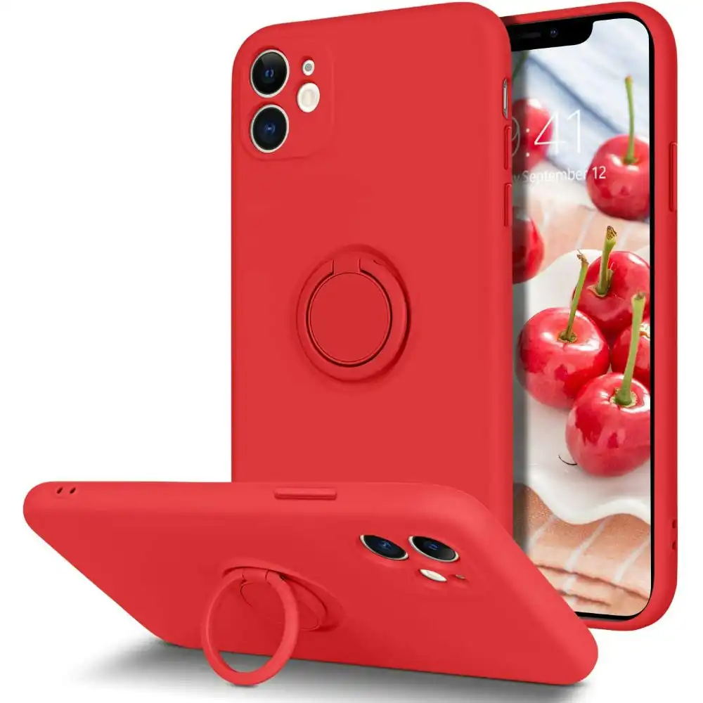 Shockproof Silicon Case with Ring Stand for iPhone 11 6.1" - Red