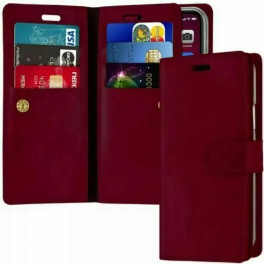 Mansoor Diary Case With Card Slot for iPhone 13 Pro Max 6.7" - Red