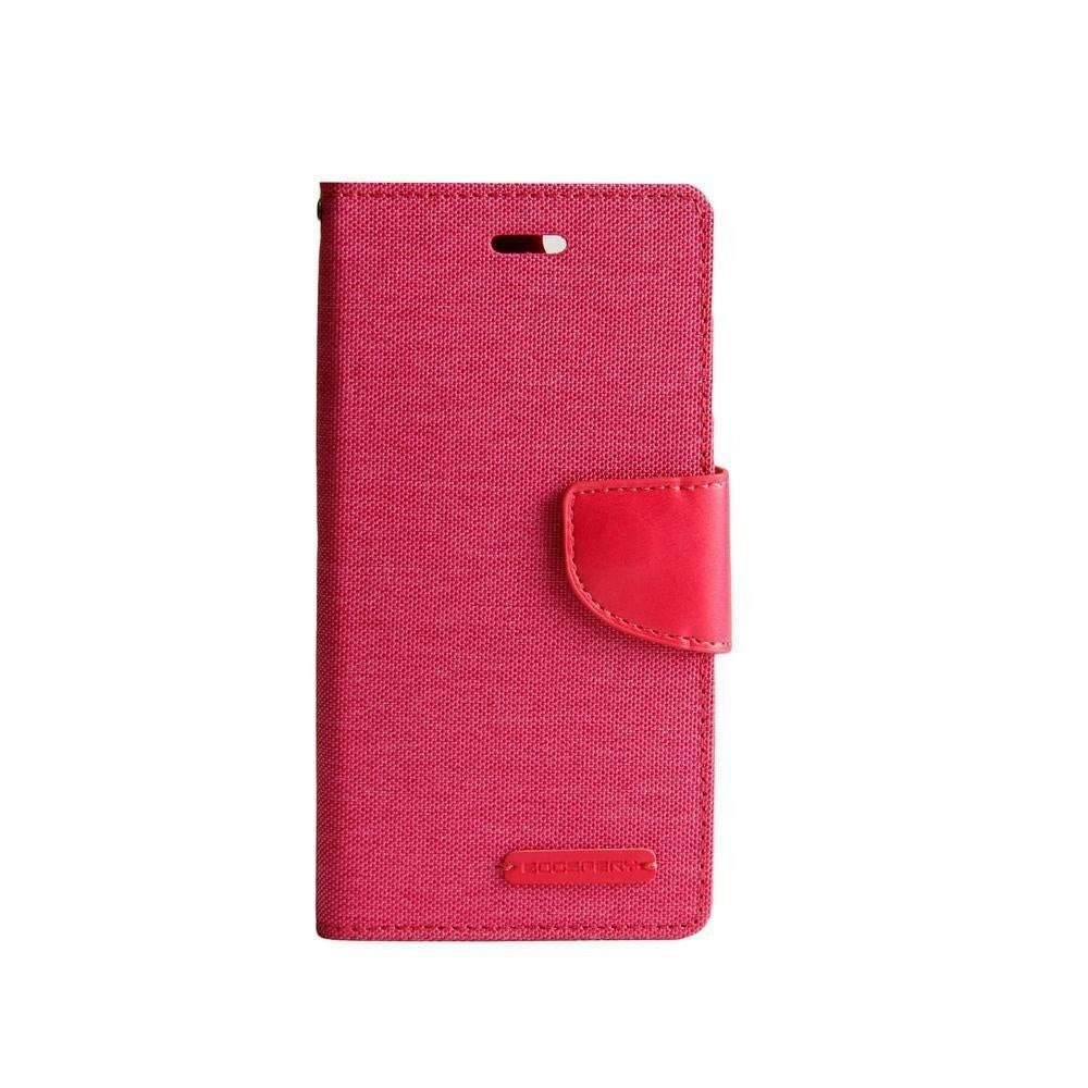 Goospery Canvas Book Case For iPhone 13 6.1" - Hot Pink