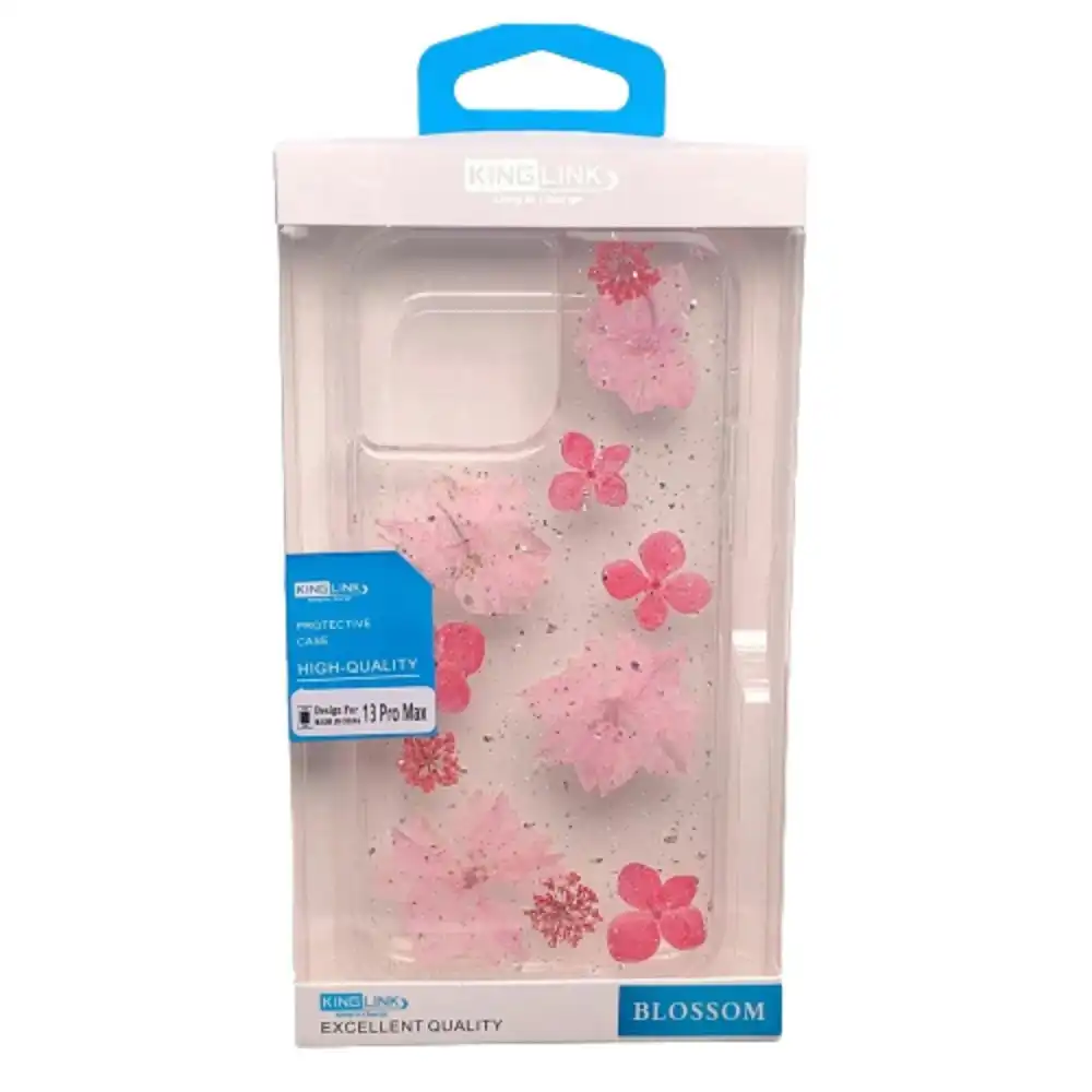 King Link Real Flower Crystal Hard Case For iPhone 13 6.1" - Pink