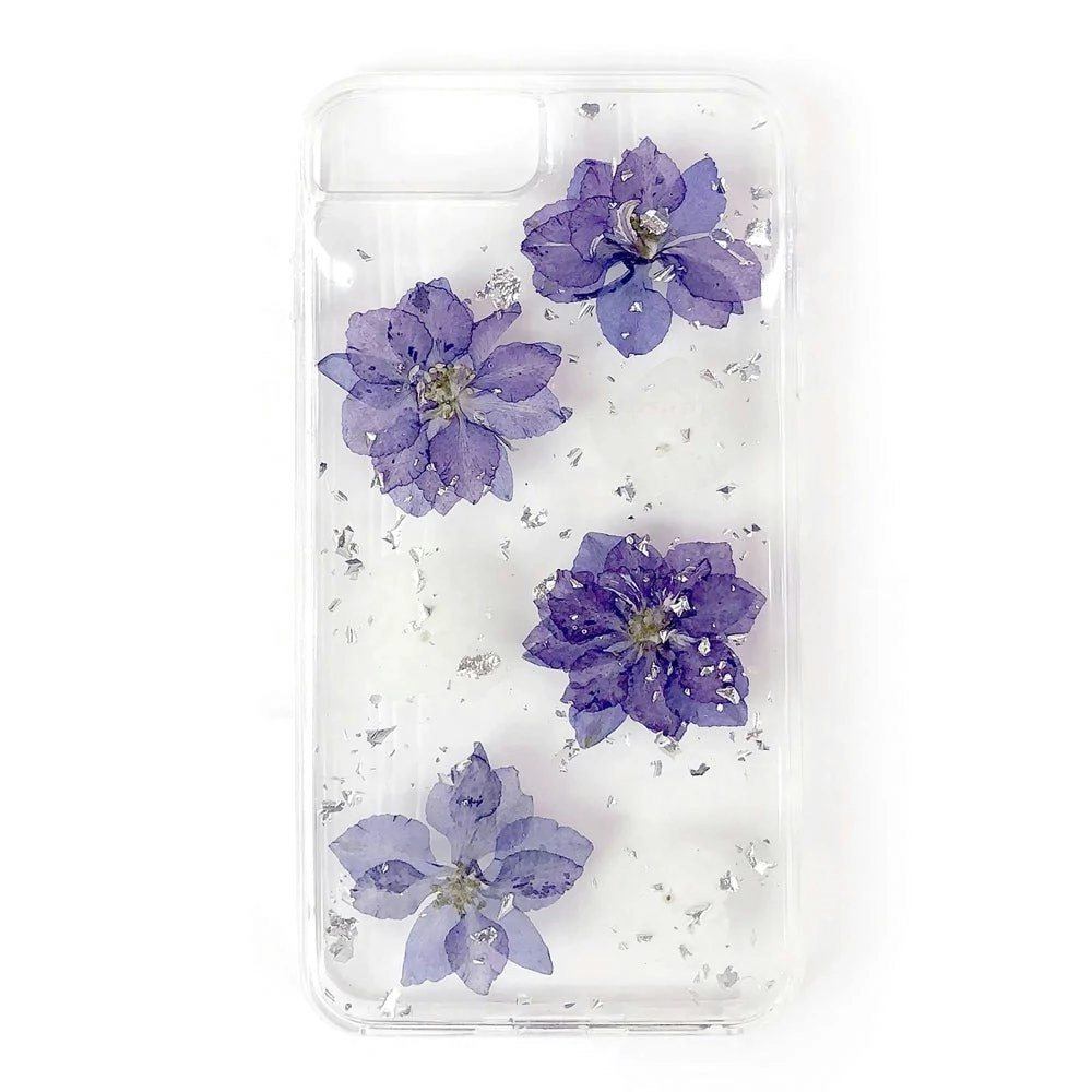 King Link Real Flower Crystal Hard Case For iPhone 6/7/8/SE2 4.8" - Purple