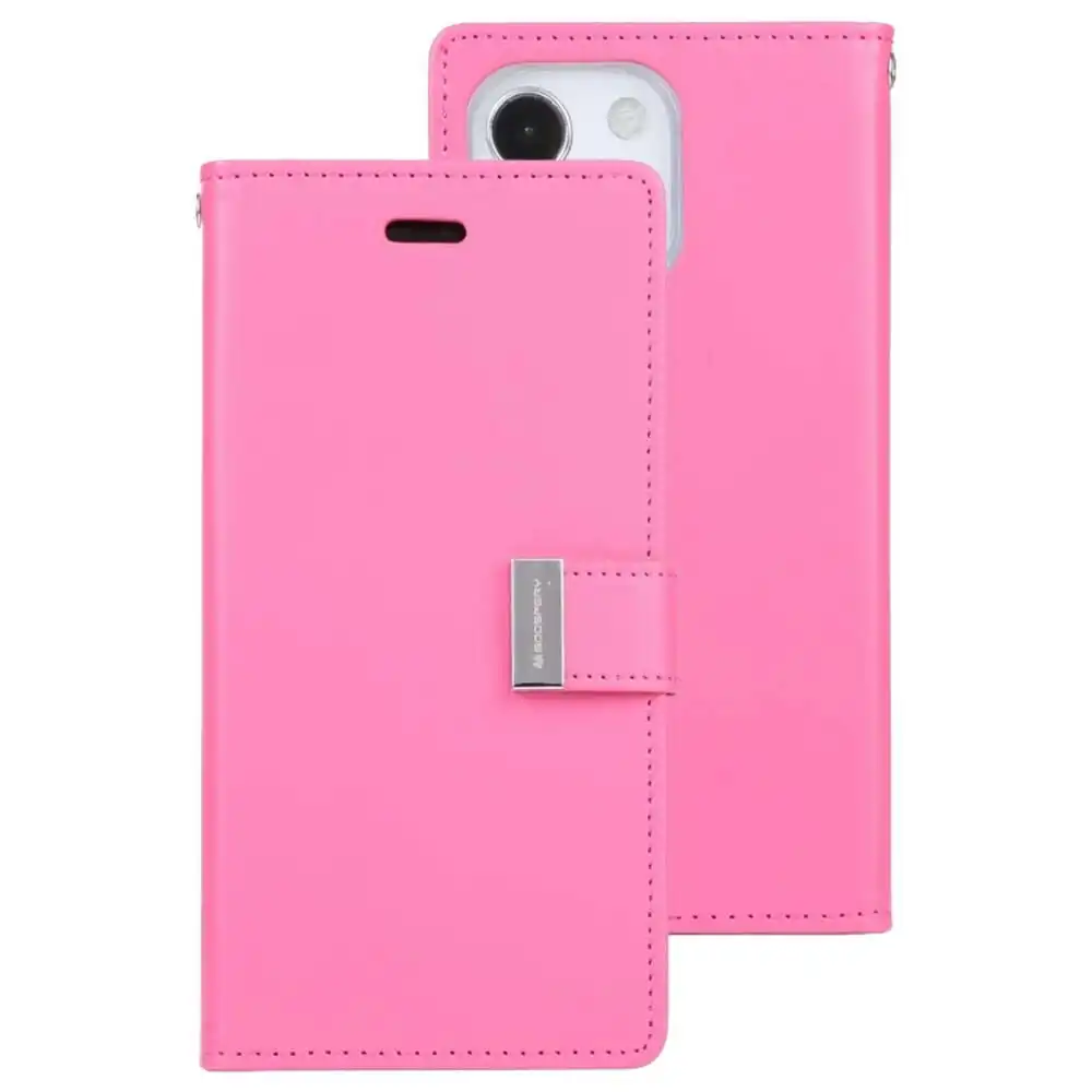 Goospery Rich Diary Book Case For iPhone 14 6.1" - Hot Pink