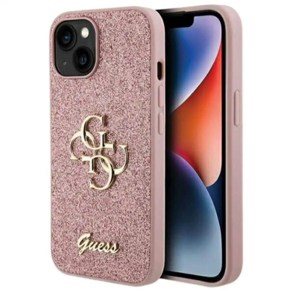 Guess Glitter Case For iPhone 15 6.1" - Pink