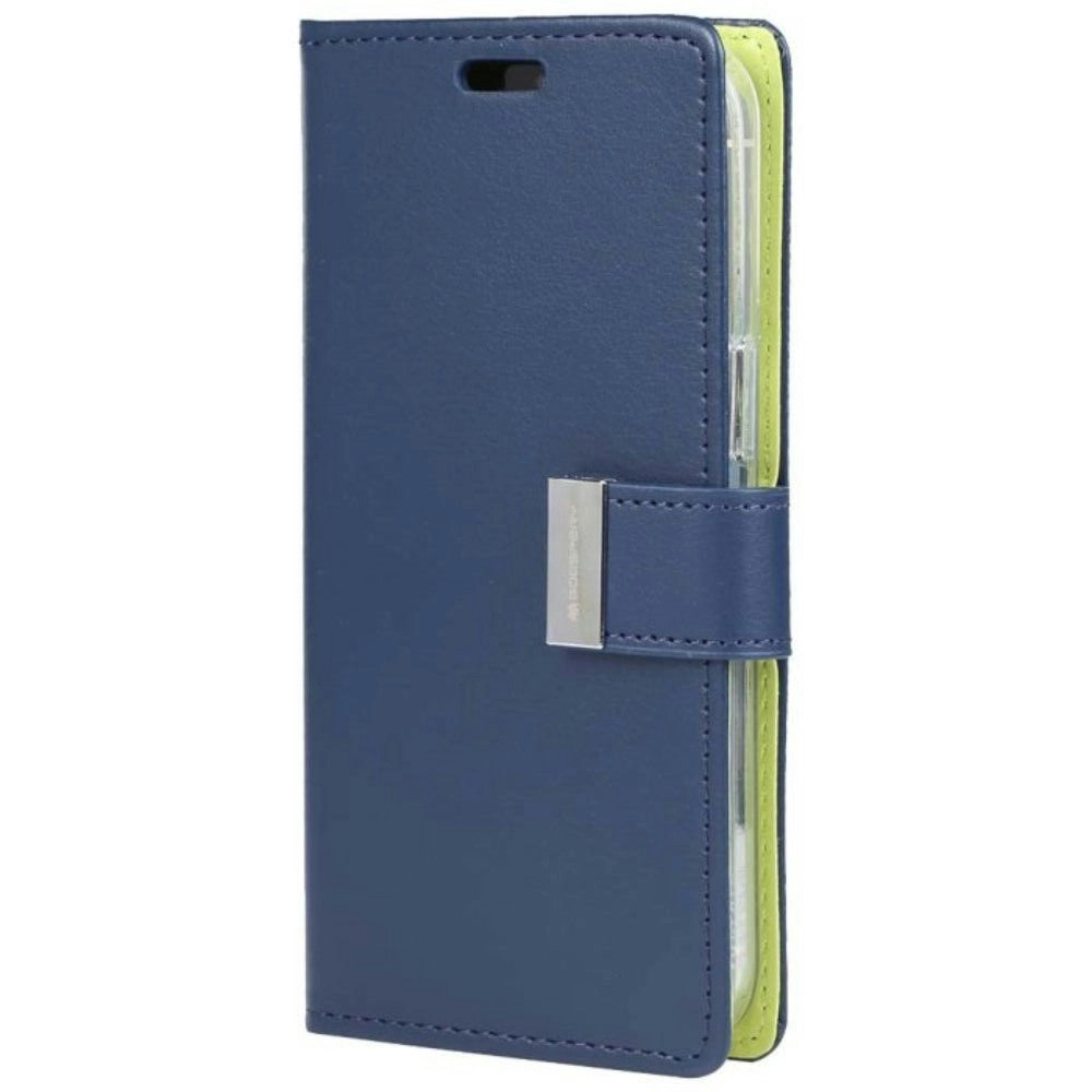 Goospery Rich Diary With Card Slot Book Case For iPhone Xs Max - Navy