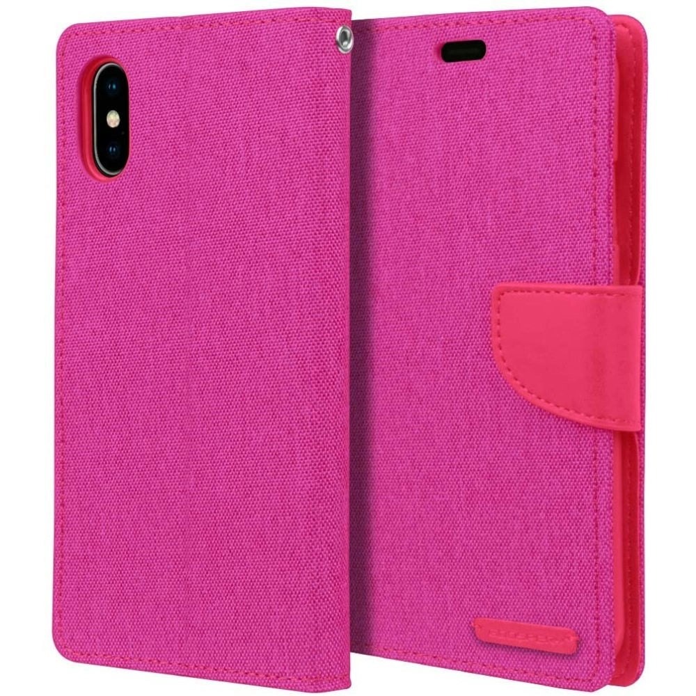 Goospery Canvas Book Case for iPhone X / XS 5.8" - Hot Pink