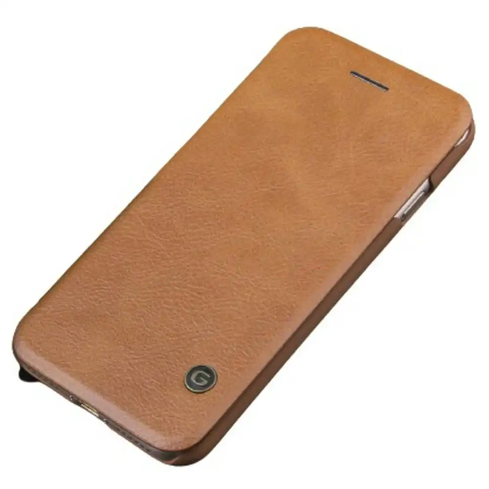 G-Case Leather Slim Book Case For iPhone X 5.8" - Brown