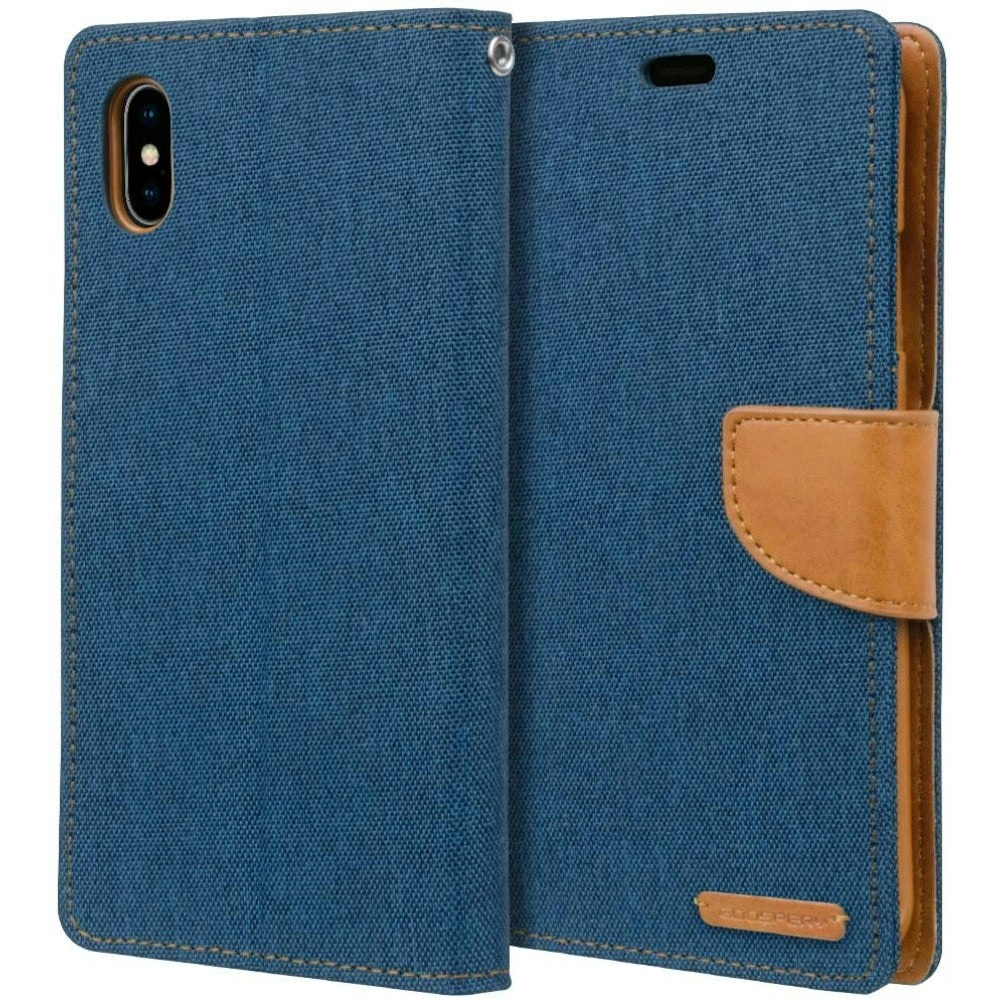 Goospery Canvas Book Case For iPhone XS Max 6.5'' - Blue