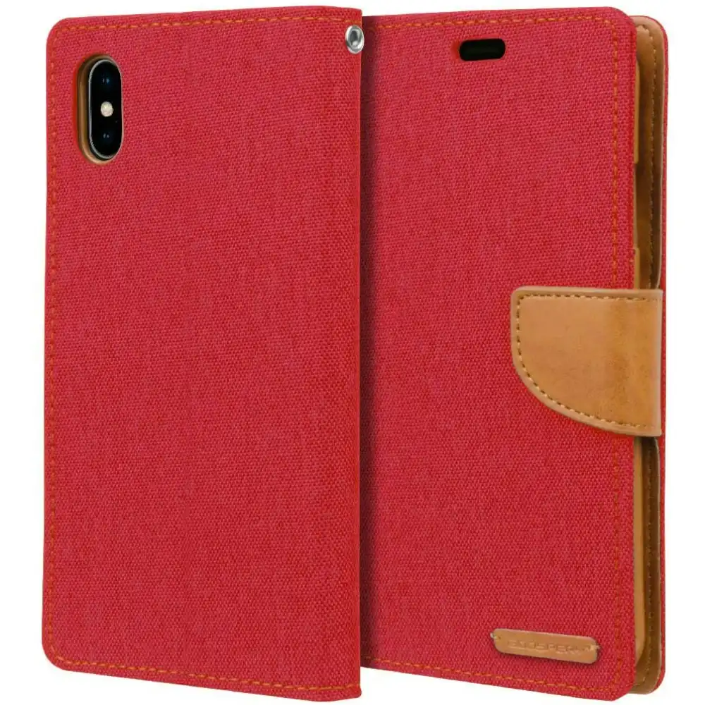 Goospery Canvas Book Case For iPhone XS Max 6.5'' - Red