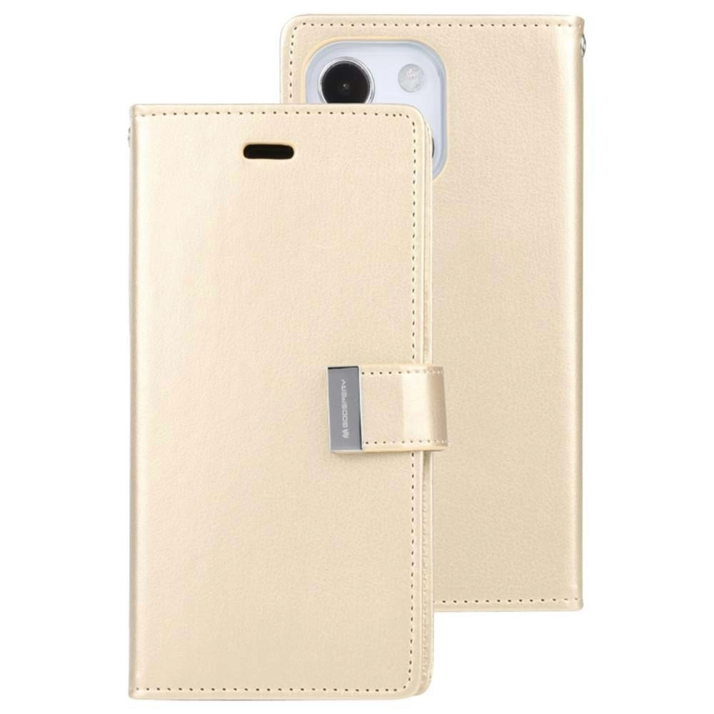 Goospery Rich Diary Book Case For iPhone 14 - Gold