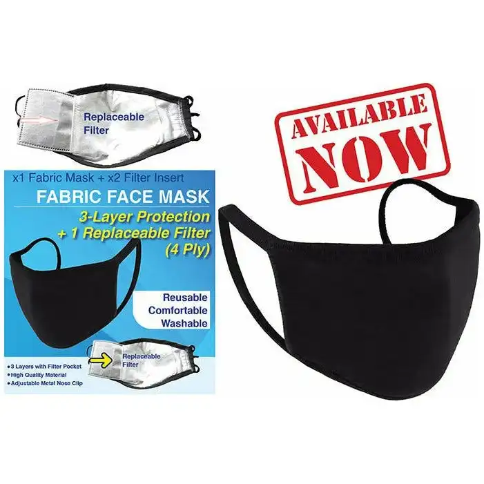 Black Fabric Face Mask with Filter Insert