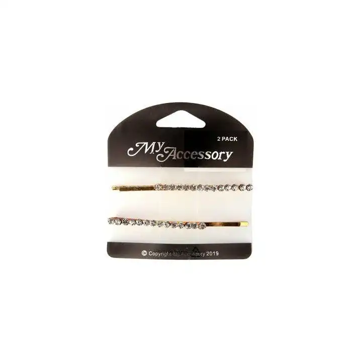 Gold Bobby Pins with Clear Rhinestones