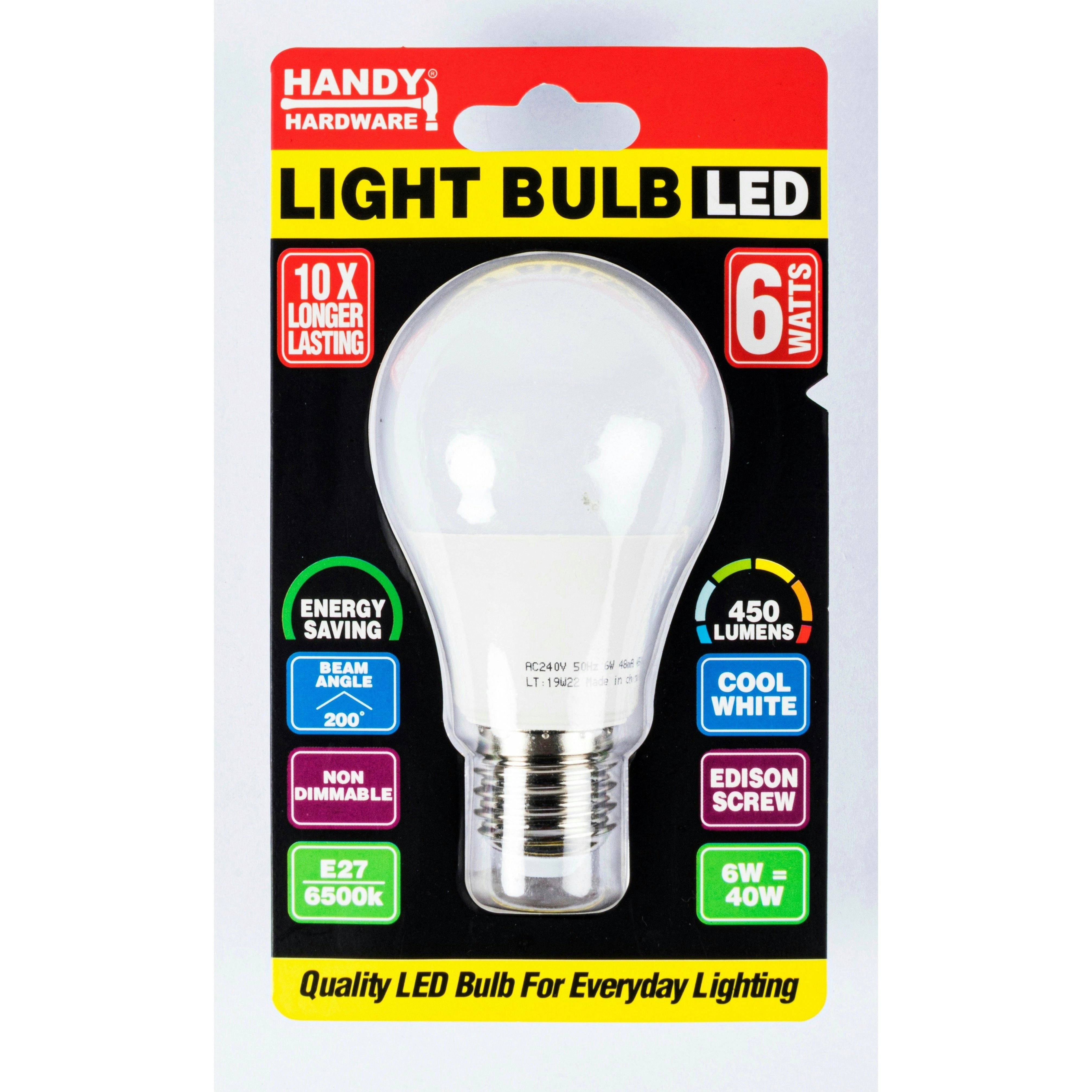 Light Bulb LED 6W Cool White - E27 Screw 1 Piece