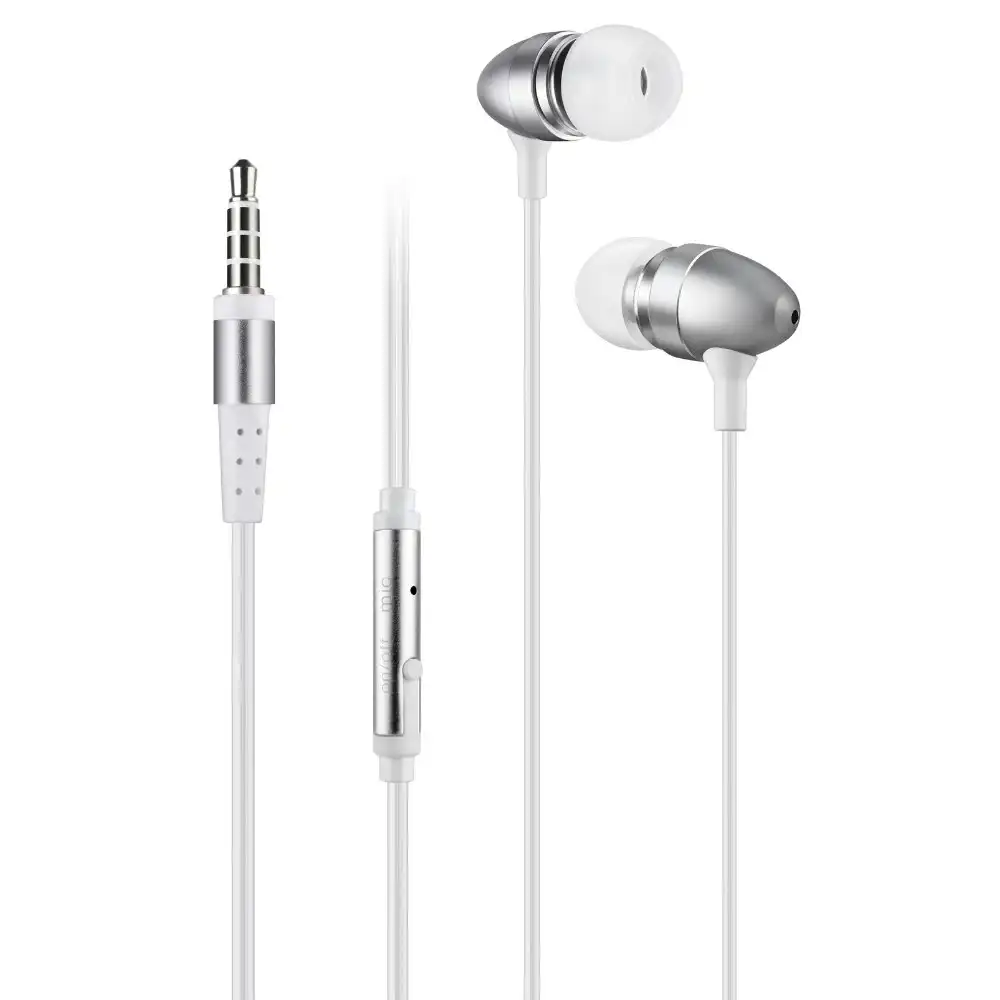 Earphone with Mic - Metallic Silver