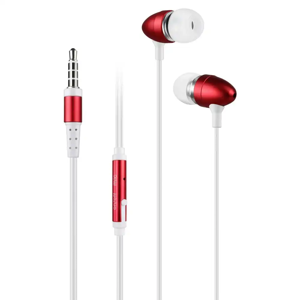 Earphone with Mic - Metallic Red