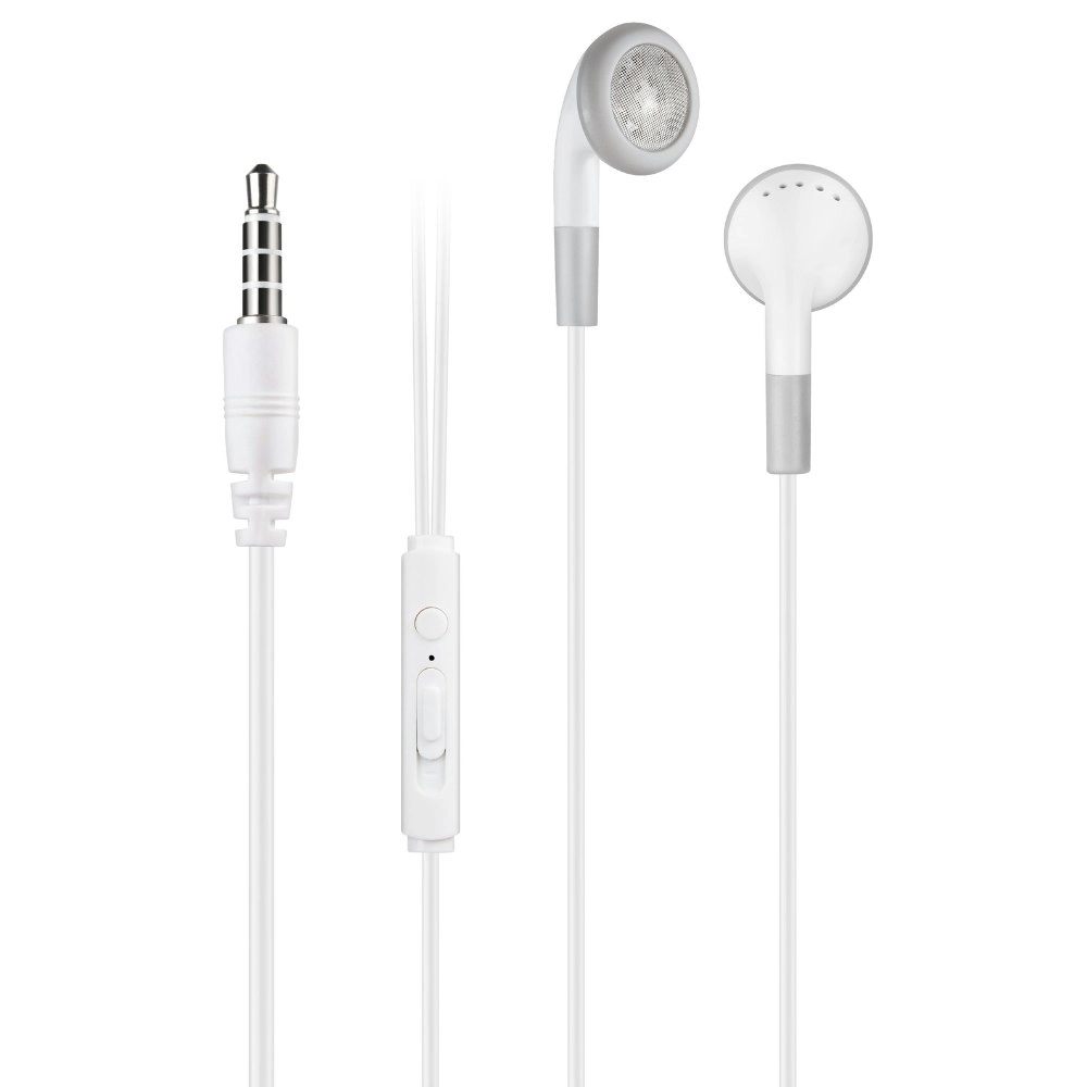 Earphone with Mic and Volume Control - White