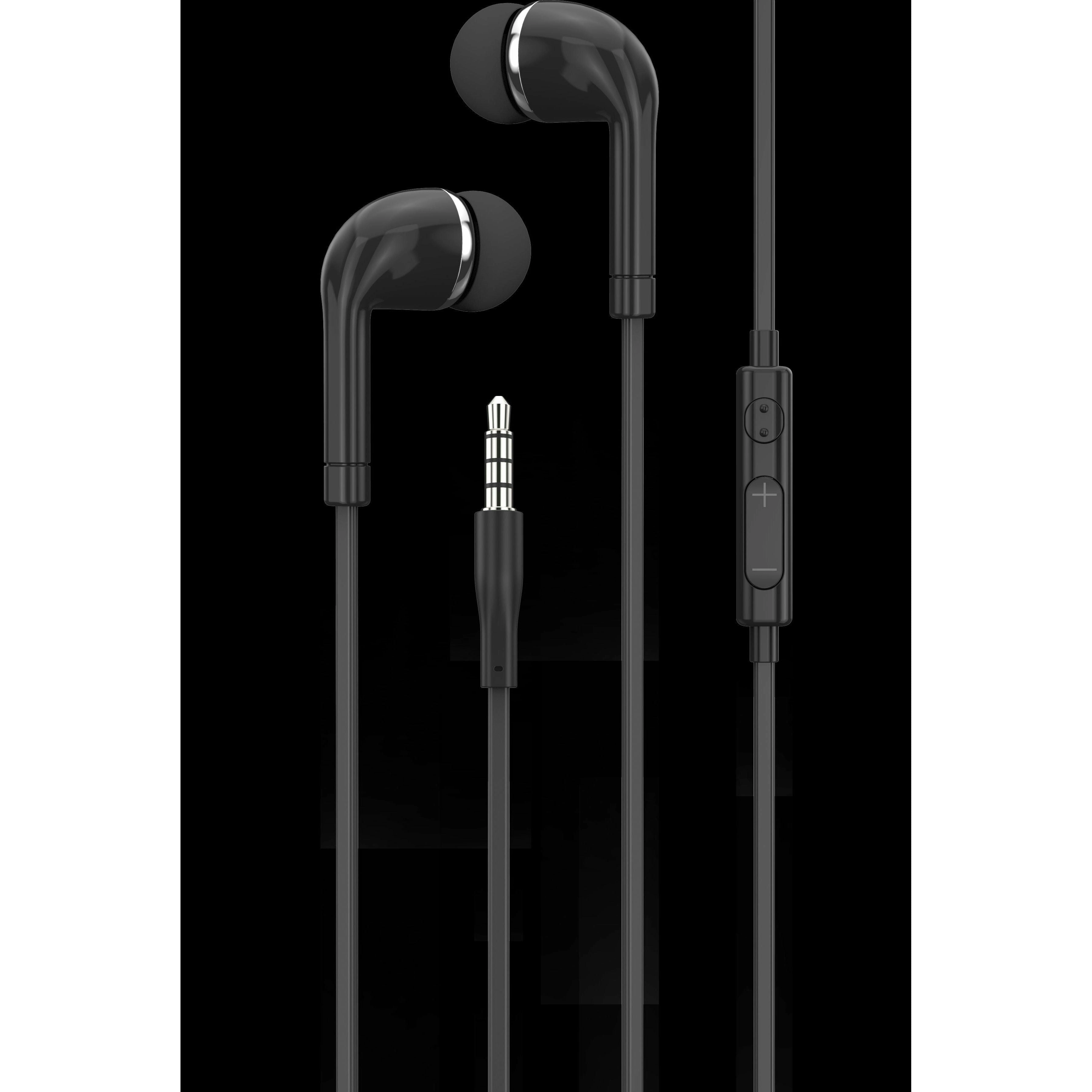 Earphone with Mic & Volume Control Euro Style - Black