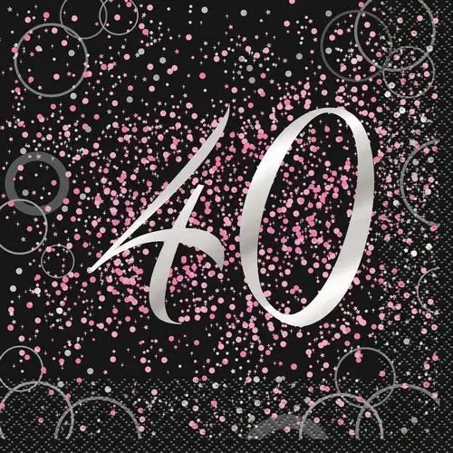 Glitz Pink 40th Foil Stamped Luncheon Napkins