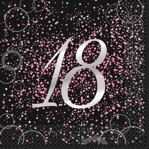 Glitz Pink 18th Foil Stamped Luncheon Napkins