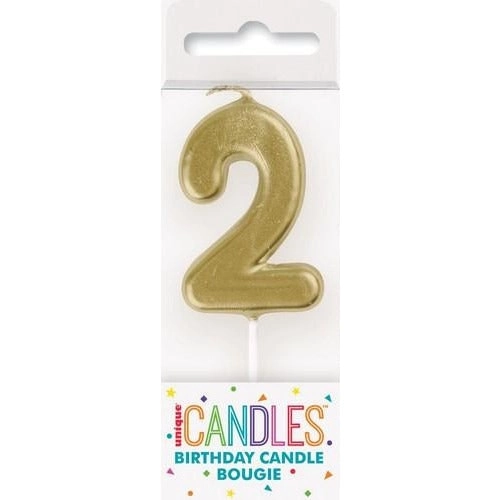 Birthday Candle Mini Pick Number 2 - Gold