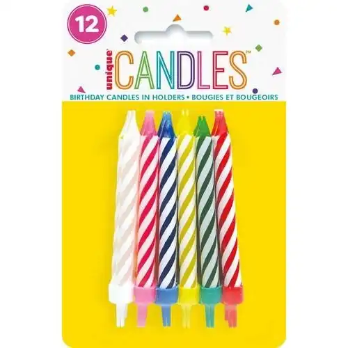 Birthday Candles in Holders - Spiral