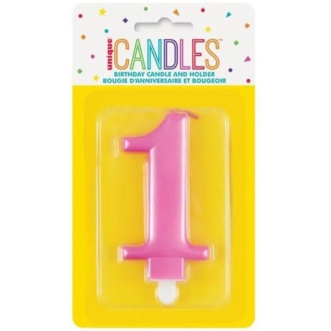 Numeral Candle 1 Metallic - Pink