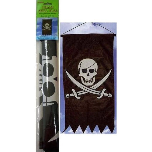 Pirate Skull Flag With Pole & String