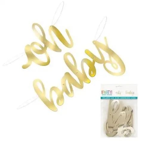 Oh Baby - Gold Foil Script Banner