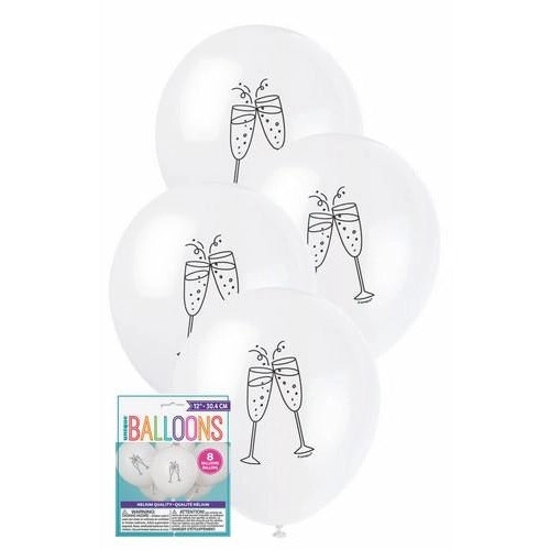 Champagne Glass Latex Balloons - White