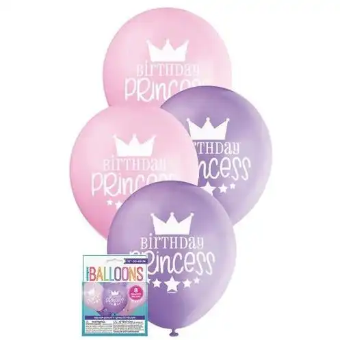 Birthday Princess Latex Balloons - Lovely Pink & Pretty Purple