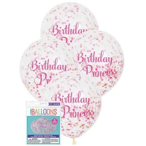 Birthday Princess - Clear Latex Balloons Prefilled