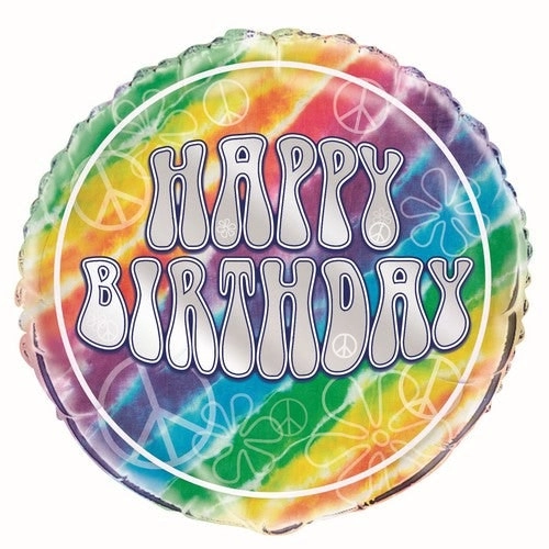 Tie Dye Birthday 45cm Foil Balloon Packaged