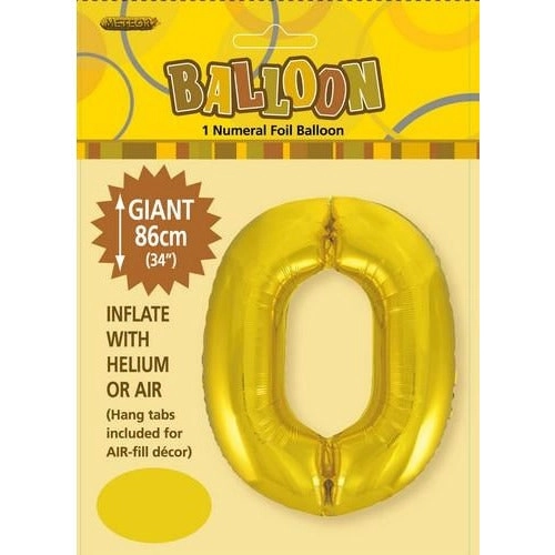 Gold 0 Numeral Foil Balloon