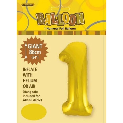 Gold 1 Numeral Foil Balloon 86cm