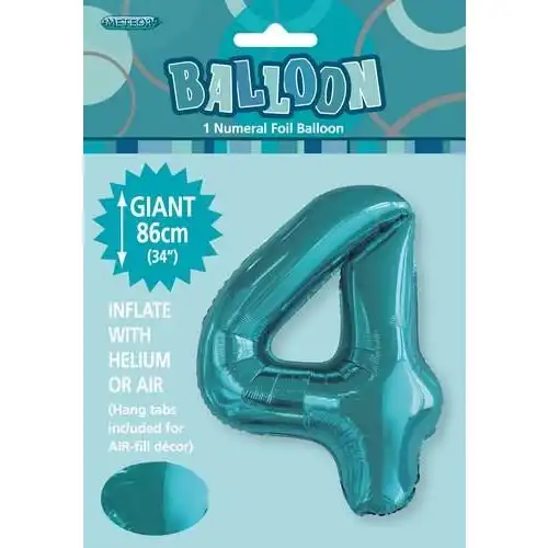 Caribbean Teal 4 Numeral Foil Balloon 86cm