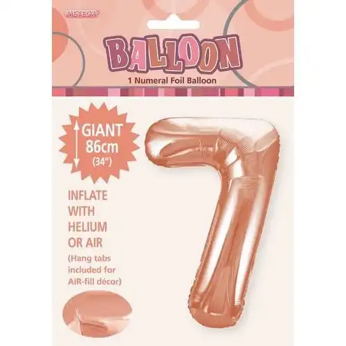 Rose Gold 7 Numeral Foil Balloon 86cm