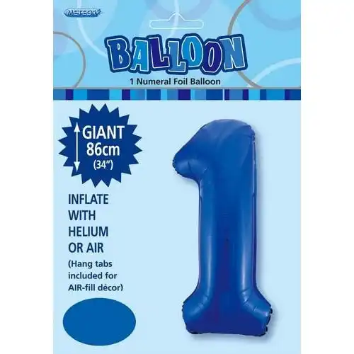 Foil Balloon Numeral Royal Blue 1