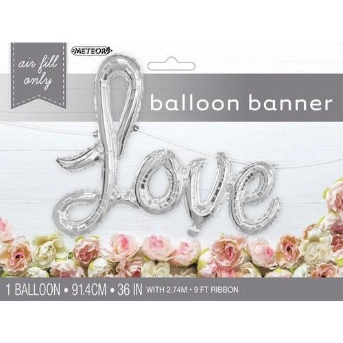 Silver Foil Love Balloon Banner