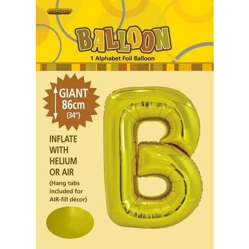 Gold B Alphabet Foil Balloon 86cm