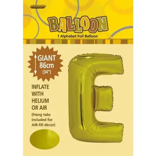 Gold E Alphabet Foil Balloon 86cm