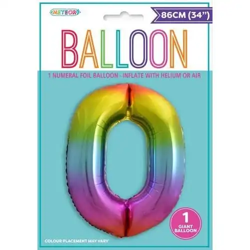 Rainbow 0 Numeral Foil Balloon