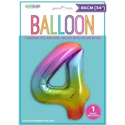 Rainbow 4 Numeral Foil Balloon