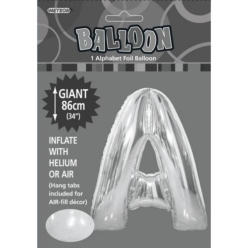 Silver A Alphabet Foil Balloon