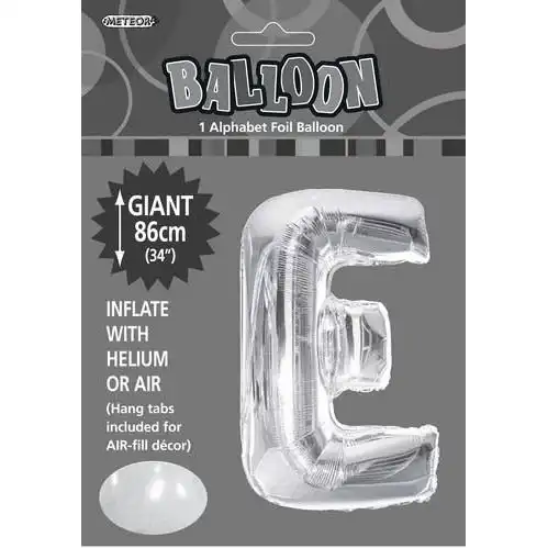 Silver E Alphabet Foil Balloon