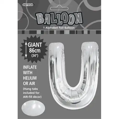 Silver U Alphabet Foil Balloon