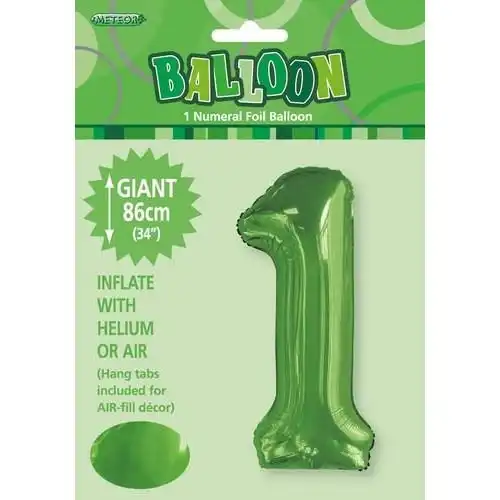 Foil Balloon - Lime Green 1 Numeral