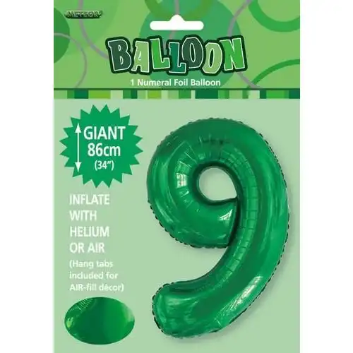 Emerald Green 9 Numeral Foil Balloon 86cm